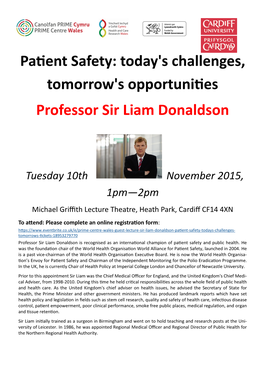 Patient Safety: Today's Challenges, Tomorrow's Opportunities