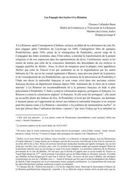 Les Engagés Des Koylou À La Réunion Florence Callandre-Barat