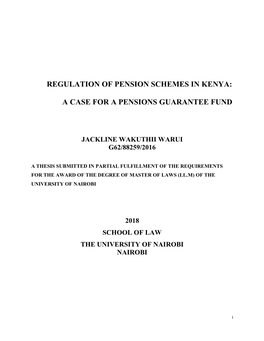 Regulation of Pension Schemes in Kenya