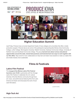 Higher Education Summit Films & Festivals