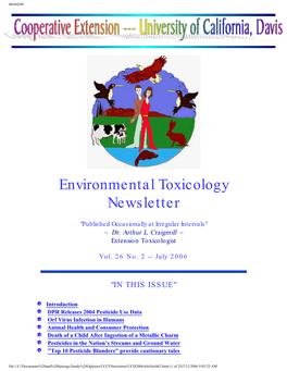 Environmental Toxicology Newsletter