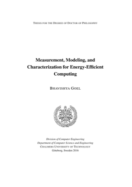 Measurement, Modeling, and Characterization for Energy-Efﬁcient Computing
