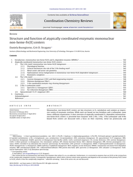 Structure and Function of Atypically Coordinated Enzymatic Mononuclear