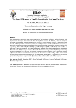The Level Efficiency of Health Spending in East Java Province