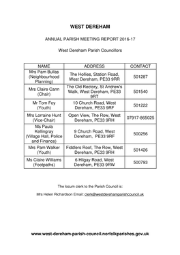 West Dereham Parish Councillors