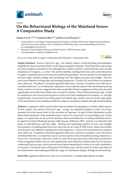 On the Behavioural Biology of the Mainland Serow: a Comparative Study