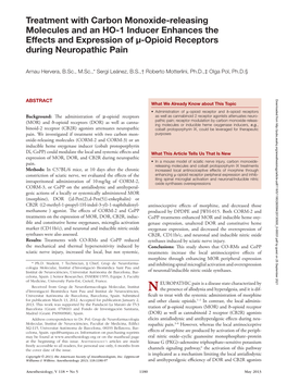 Treatment with Carbon Monoxide-Releasing Molecules and an HO-1 Inducer Enhances the Effects and Expression of Μ-Opioid Receptors During Neuropathic Pain