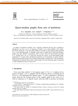 Quasi-Median Graphs from Sets of Partitions