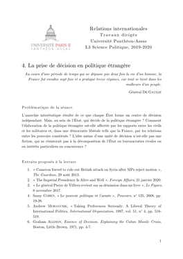 4. La Prise De Décision En Politique Étrangère