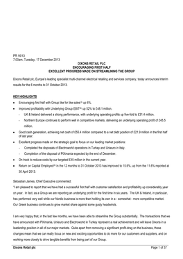 Dixons Retail Plc Page 1 of 37 PR 16/13 7.00Am