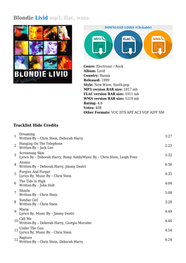 Blondie Livid Mp3, Flac, Wma