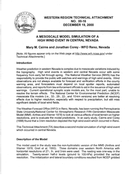 A Mesoscale Model Simulation of a High Wind Event in Central Nevada