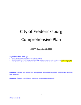 City of Fredericksburg Comprehensive Plan