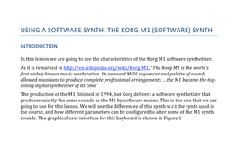 Using a Software Synth: the Korg M1 (Software) Synth