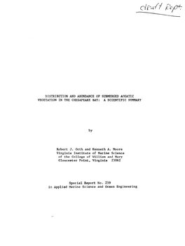 Distribution and Abundance of Submerged Aquatic Vegetation in the Chesapeake Bay: a Scientific Summary