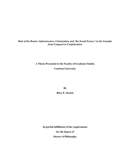 Infrastructure, Colonization, and ‘The Social Science’ in the Canadas from Conquest to Confederation