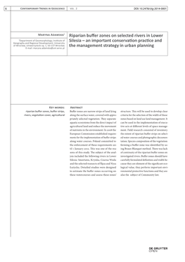 Riparian Buffer Zones on Selected Rivers in Lower Silesia – an Important Conservation Practice and the Management Strategy in Urban Planning