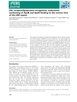 LDL Receptorlipoprotein Recognition: Endosomal Weakening of Apob And