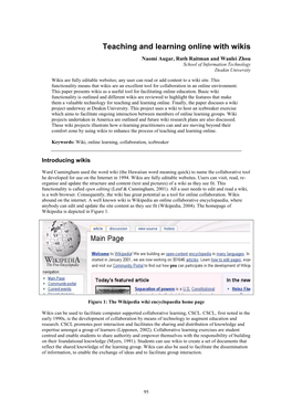 Teaching and Learning Online with Wikis