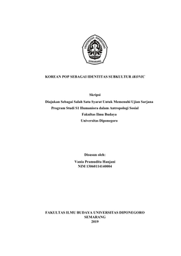 KOREAN POP SEBAGAI IDENTITAS SUBKULTUR Ikonic Skripsi