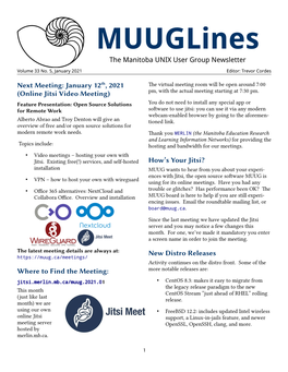 Muuglines the Manitoba UNIX User Group Newsletter