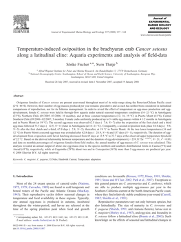 Temperature-Induced Oviposition in the Brachyuran Crab