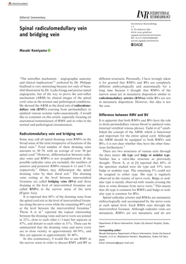 Spinal Radiculomedullary Vein and Bridging Vein