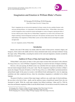 Imagination and Emotion in William Blake's Poems