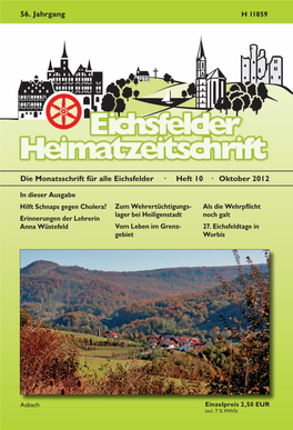 Die Monatsschrift Für Alle Eichsfelder · Heft 10 · Oktober 2012 56. Jahrgang