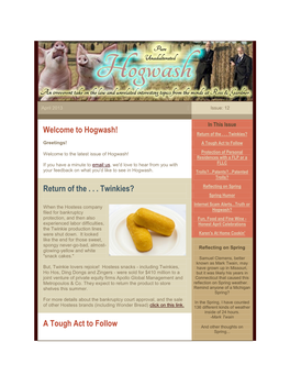 Hogwash! Return of the . . . Twinkies?