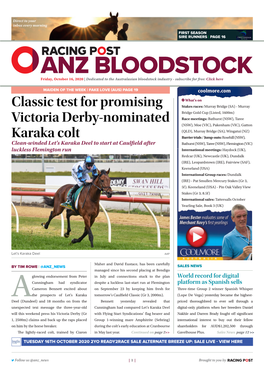 Classic Test for Promising Victoria Derby-Nominated Karaka Colt | 2 | Friday, October 16, 2020