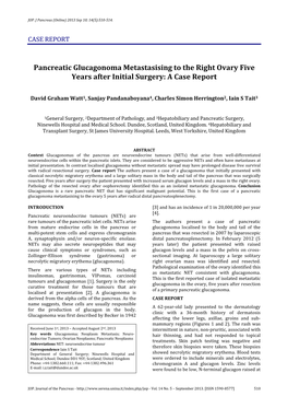 Pancreatic Glucagonoma Metastasising to the Right Ovary Five Years After Initial Surgery: a Case Report