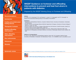 IWGDF Guidance on Footwear and Offloading Interventions to Prevent and Heal Foot Ulcers in Patients with Diabetes
