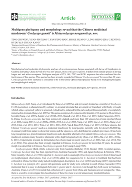 Cordyceps Gunnii’ Is Metacordyceps Neogunnii Sp