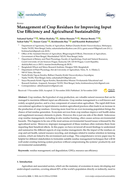 Management of Crop Residues for Improving Input Use Efficiency And