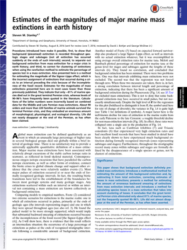 Estimates of the Magnitudes of Major Marine Mass Extinctions In