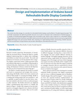 Design and Implementation of Arduino Based Refreshable Braille Display Controller