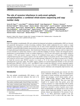 The Role of Recessive Inheritance in Early-Onset Epileptic Encephalopathies: a Combined Whole-Exome Sequencing and Copy Number Study