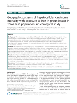 Geographic Patterns of Hepatocellular Carcinoma Mortality with Exposure