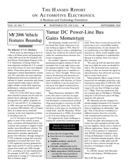 Yamar DC Power-Line Bus Gains Momentum