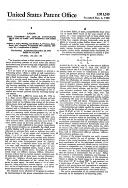 United States Patent Office Patented Nov