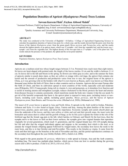 Population Densities of Apricot (Hyalopterus Pruni) Trees Lesions