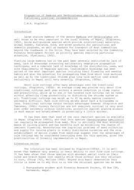 Propagation of Bambusa & Dendrocalamus Species by Culm