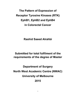 (RTK) Ephb1, Ephb2 and Ephb4 in Colorectal Cancer