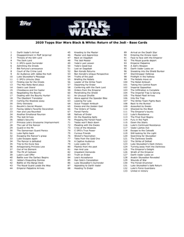 2020 Topps Star Wars Black & White: Return of the Jedi