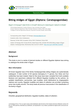 Biting Midges of Egypt (Diptera: Ceratopogonidae)