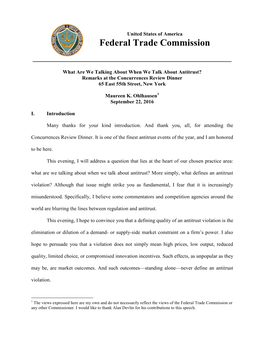 What Are We Talking About When We Talk About Antitrust? Remarks at the Concurrences Review Dinner 65 East 55Th Street, New York