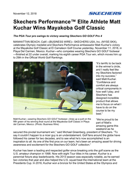 Skechers Performance™ Elite Athlete Matt Kuchar Wins Mayakoba Golf Classic