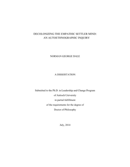 Decolonizing the Empathic Settler Mind: an Autoethnographic Inquiry