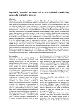 Myosin 5B, Syntaxin 3 and Munc18-2 As Central Pillars for Developing Congenital Microvillus Atrophy